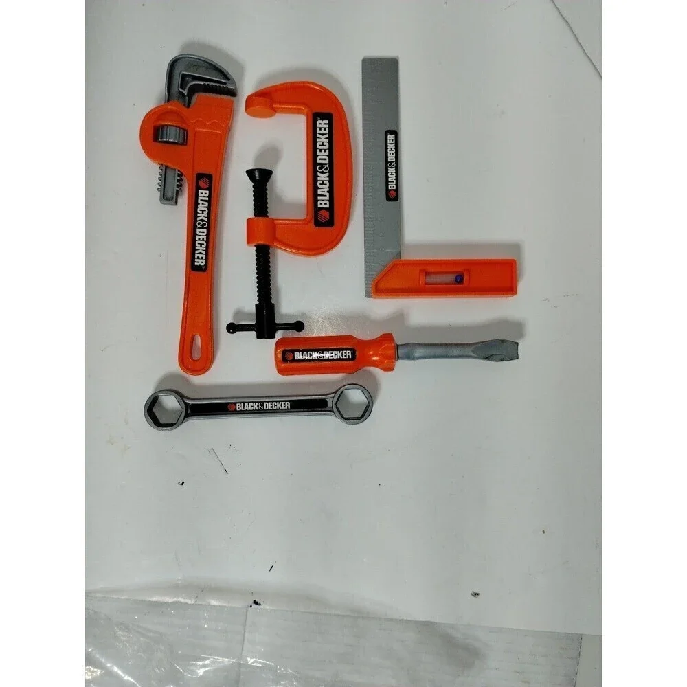 Kids Black and Decker Plastic Play tools Orange and Black 5 pcs Set‎